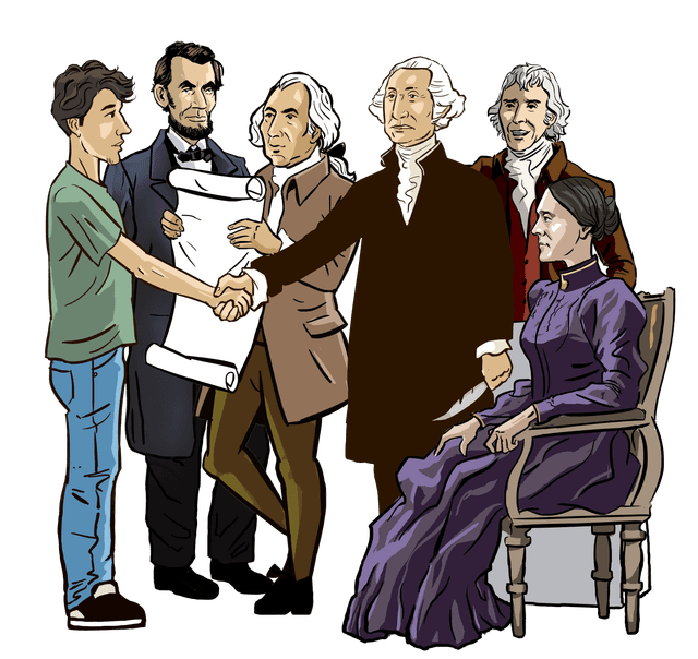 Carlos with historical figures