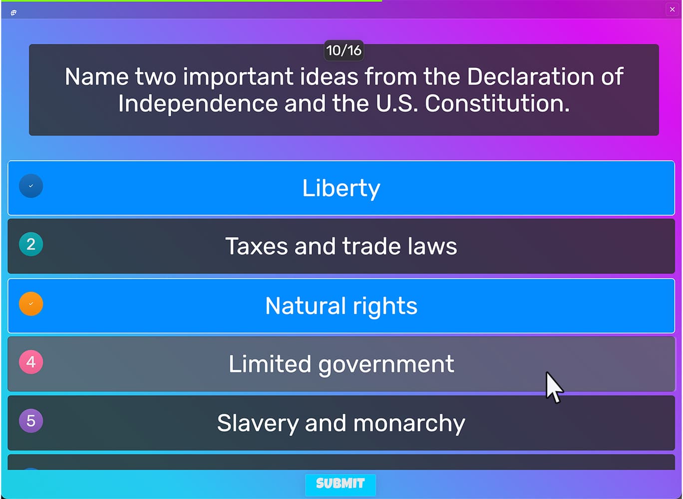 Take quick quizzes